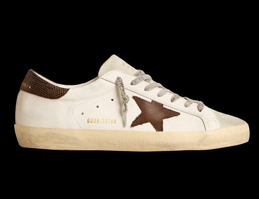 Super-Star canvas star dark brown leather heel tab