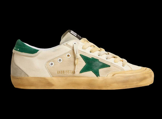Super-Star canvas star green leather heel tab