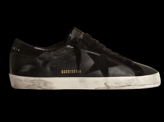 Super-Star black nappa with black suede star heel tab