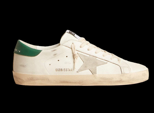 Super-Star white leather with ice-gray suede star green leather
