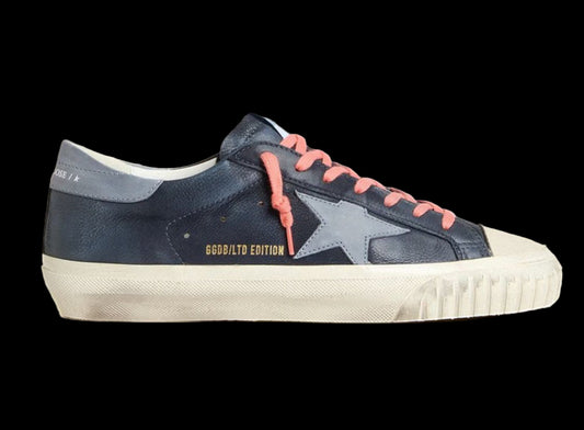 Super-Star navy-blue leather with light blue leather star heel tab
