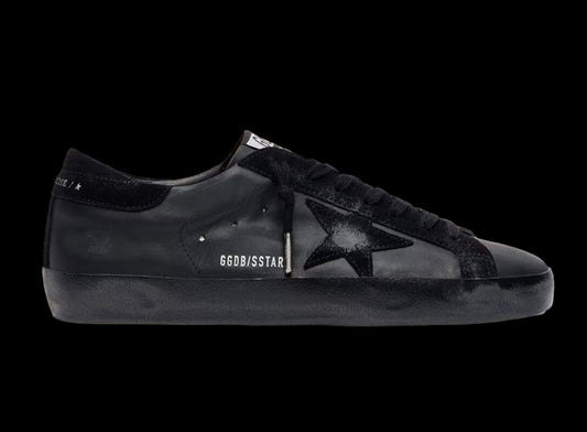Super-Star black nappa with black suede star heel tab