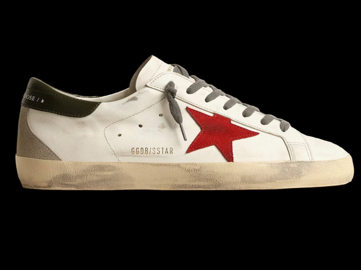 Super-Star with red suede star and green leather heel tab