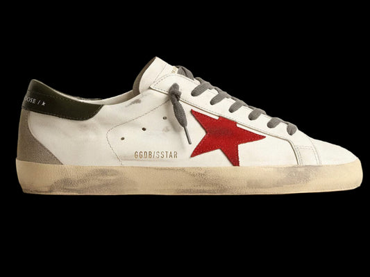 Super-Star with red suede star and green leather heel tab