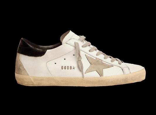 Super-Star with black heel tab and metal stud lettering