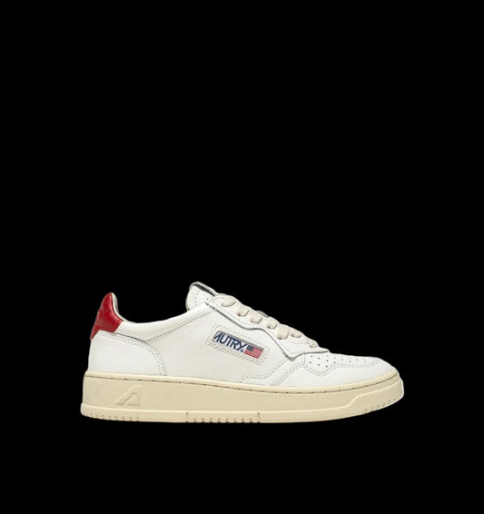 MEDALIST LOW SNEAKERS WHITE AND RED LEATHER