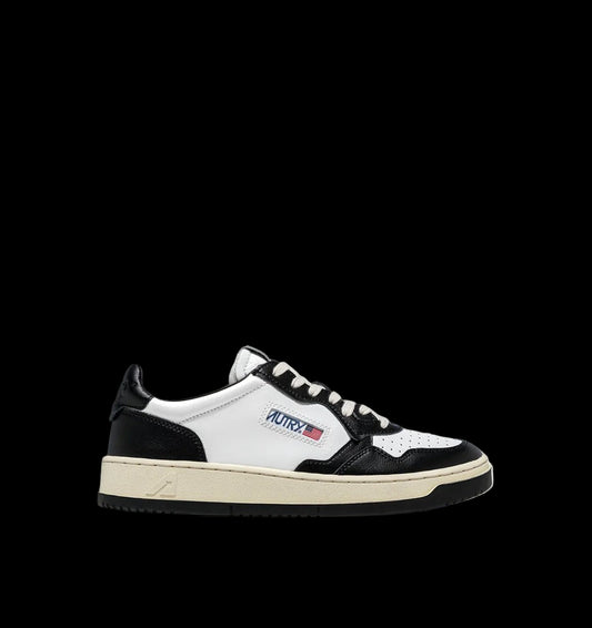 MEDALIST LOW BICOLOR SNEAKERS WHITE AND BLACK LEATHER