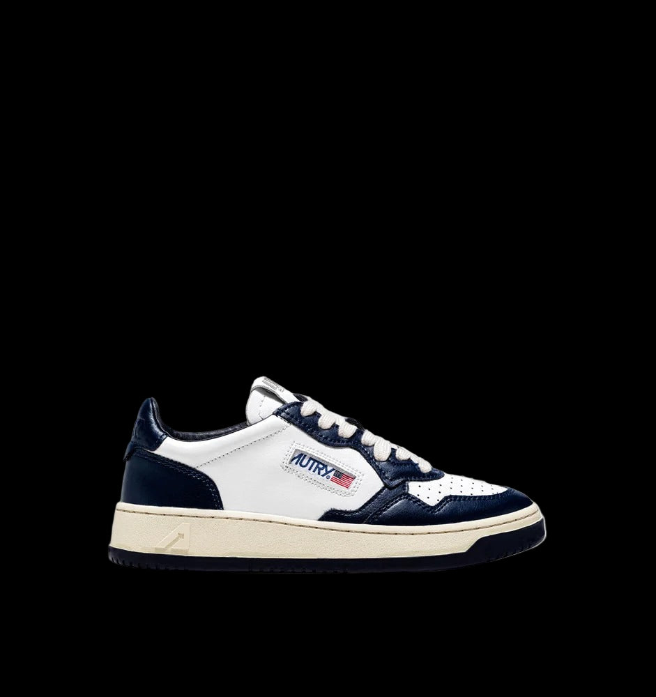 MEDALIST LOW BICOLOR SNEAKERS WHITE AND BLUE LEATHER