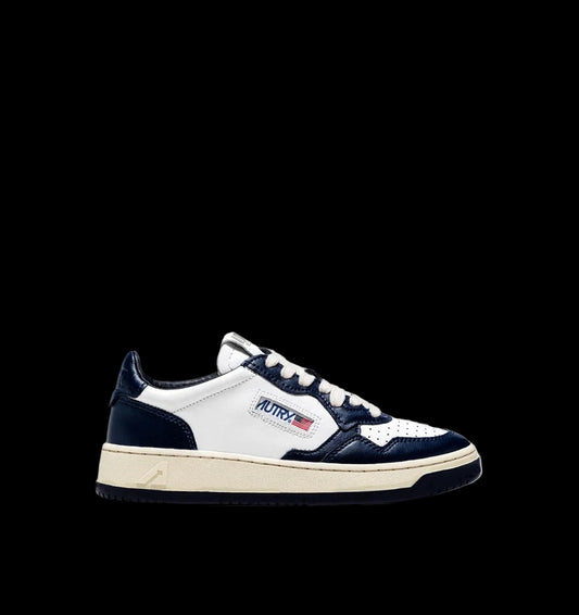 MEDALIST LOW BICOLOR SNEAKERS WHITE AND BLUE LEATHER