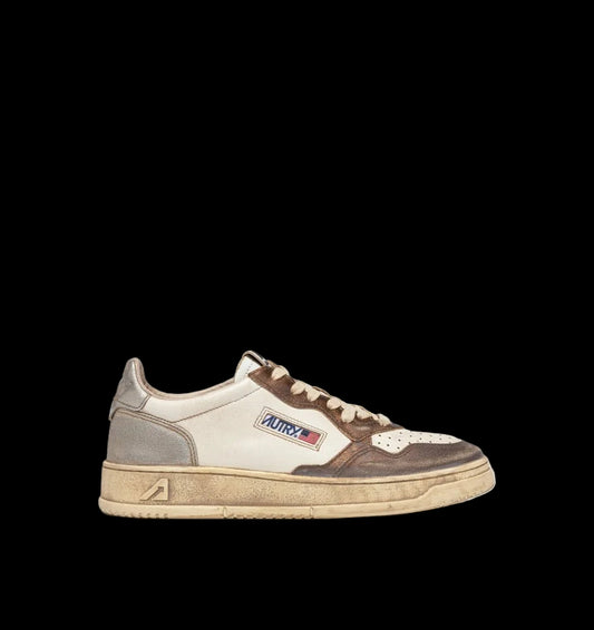 MEDALIST LOW SNEAKERS SUPER VINTAGE WHITE CHOCOLATE AND SILVER LEATHER