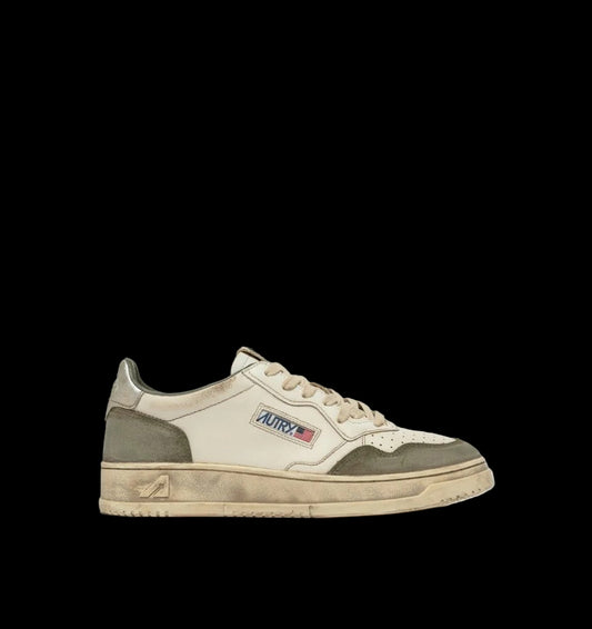 MEDALIST LOW SNEAKERS SUPER VINTAGE WHITE AND SILVER LEATHER LIZARD SUEDE