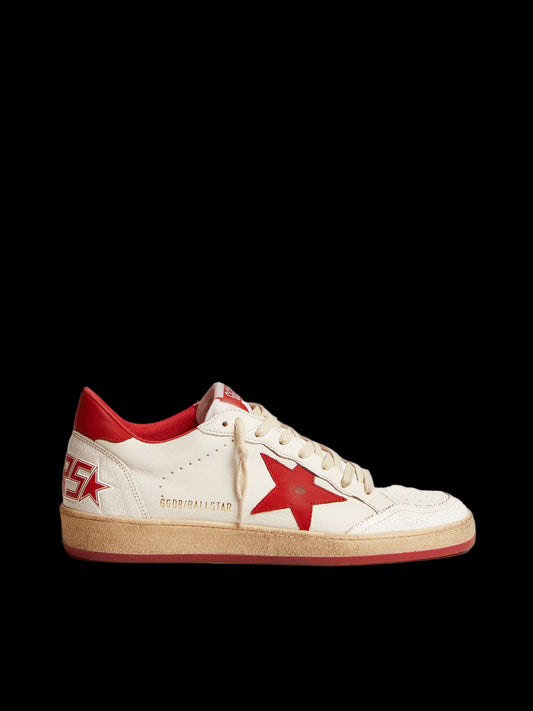 Ball Star Wishes white leather with a red star heel tab