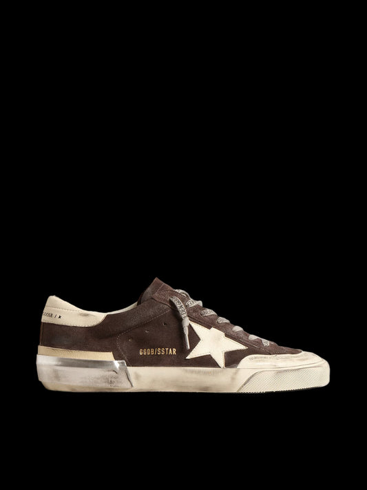 Super-Star gray suede with ecru nappa star heel tab