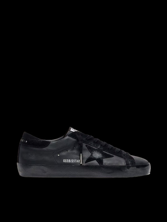 Super-Star black nappa with black suede star heel tab