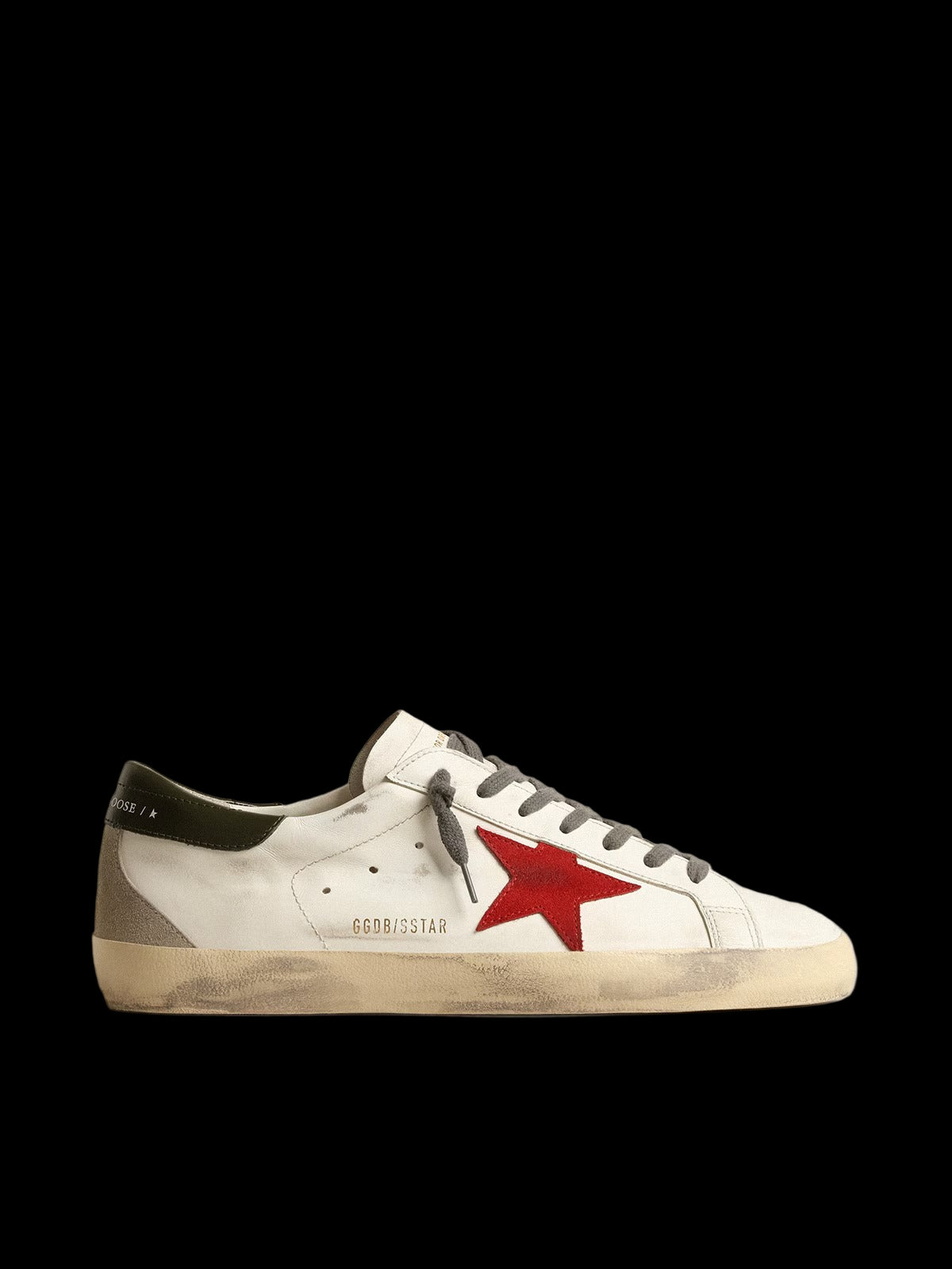 Super-Star with red suede star and green leather heel tab