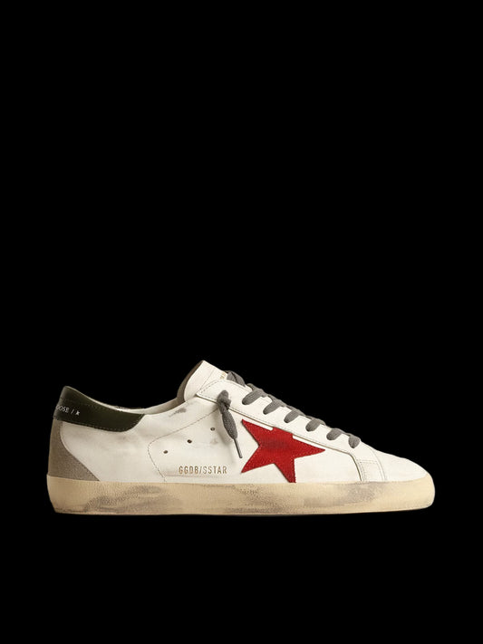 Super-Star with red suede star and green leather heel tab