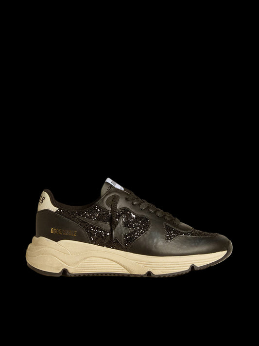 Running Sole black glitter with leather star nubuck heel tab