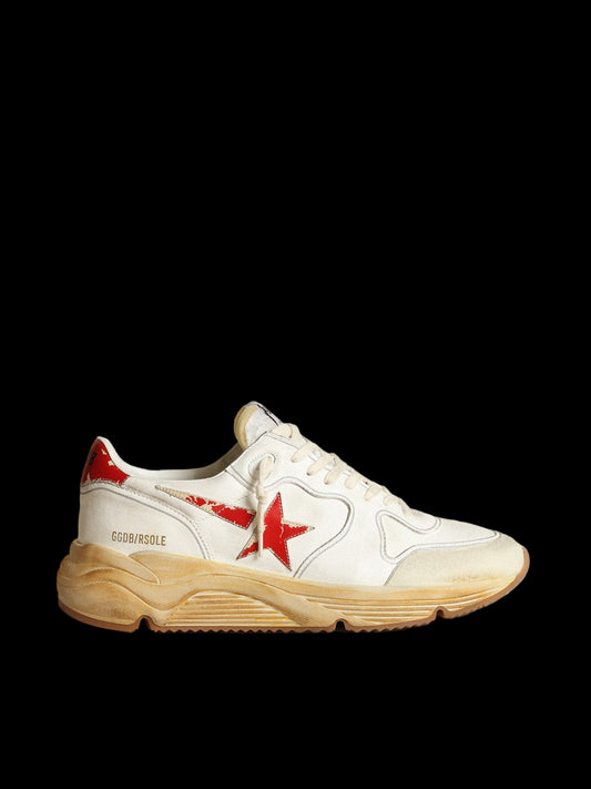 Running Sole leather star and heel tab with red print