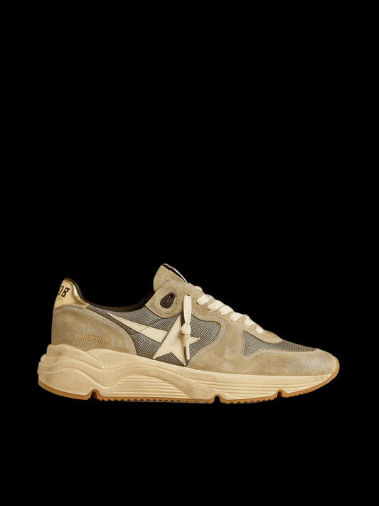 Running Sole gray suede white star white heel tab