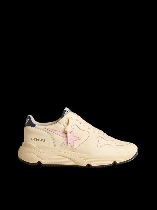 Running Sole nappa leather with pink leather star and blue leather heel tab