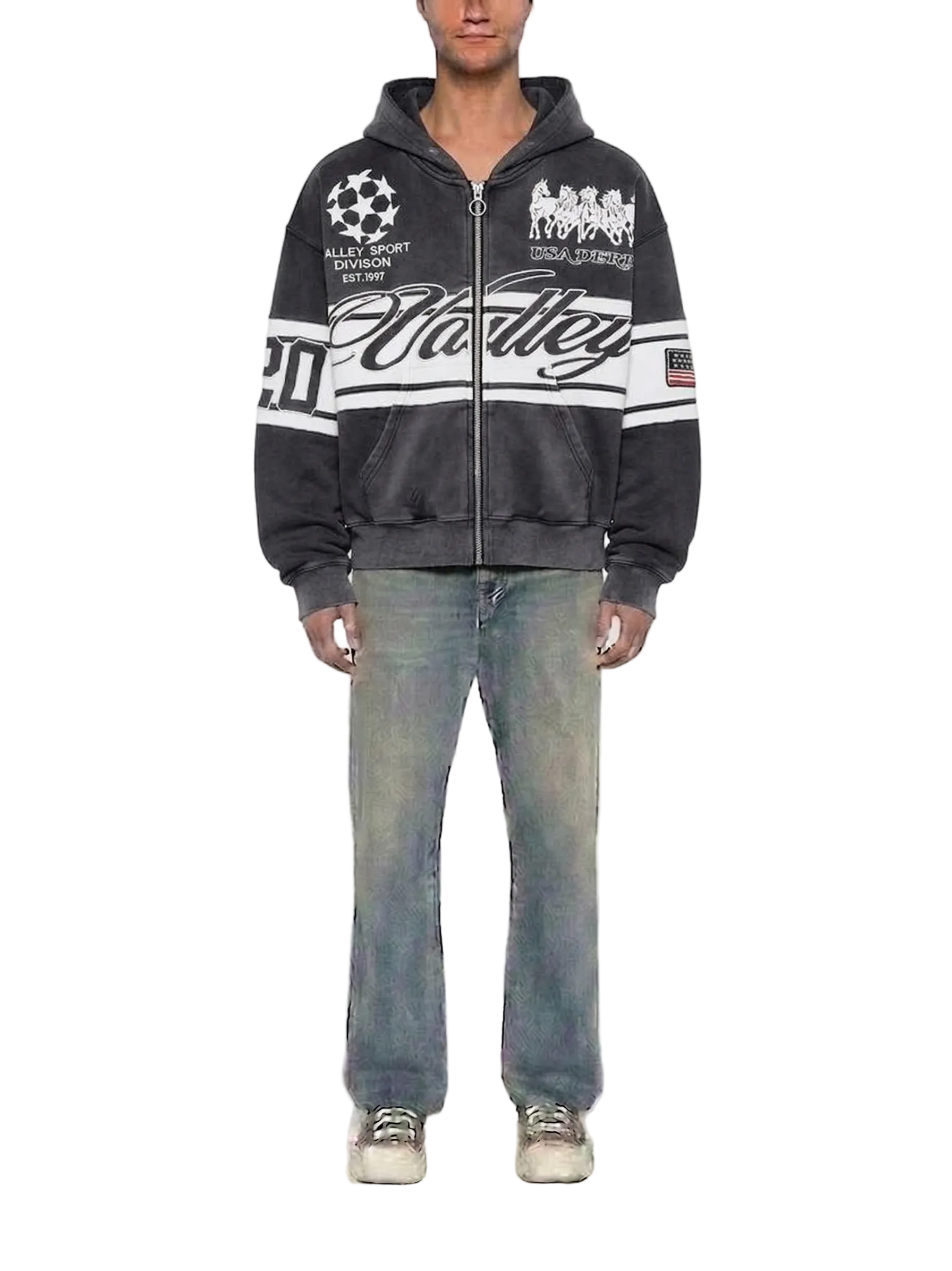 Vale Forever Cursive Zip Up Black