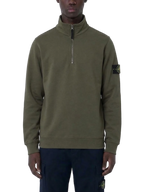 Stone Island Organic Cotton Fleece Half Zip Sweater Olive Green Stone Island