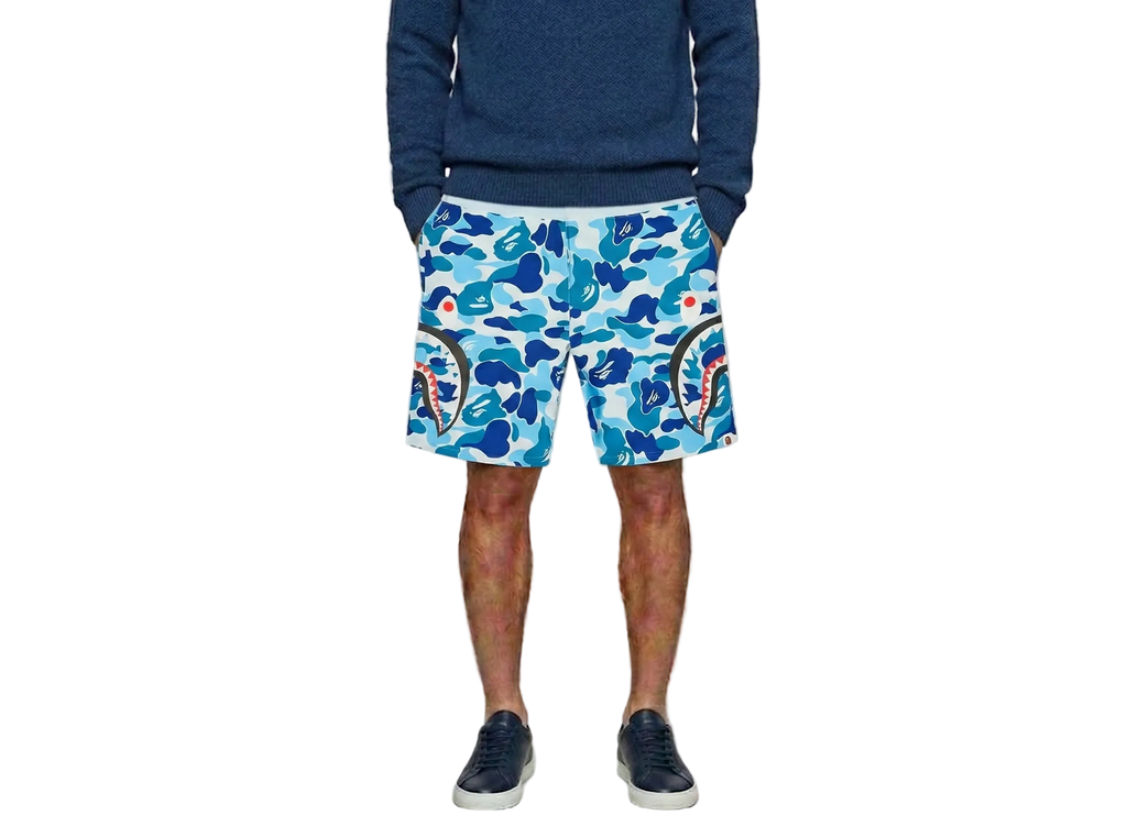 A BATHING APE® ABC Camo Side Shark Sweat Shorts Blue A BATHING APE®