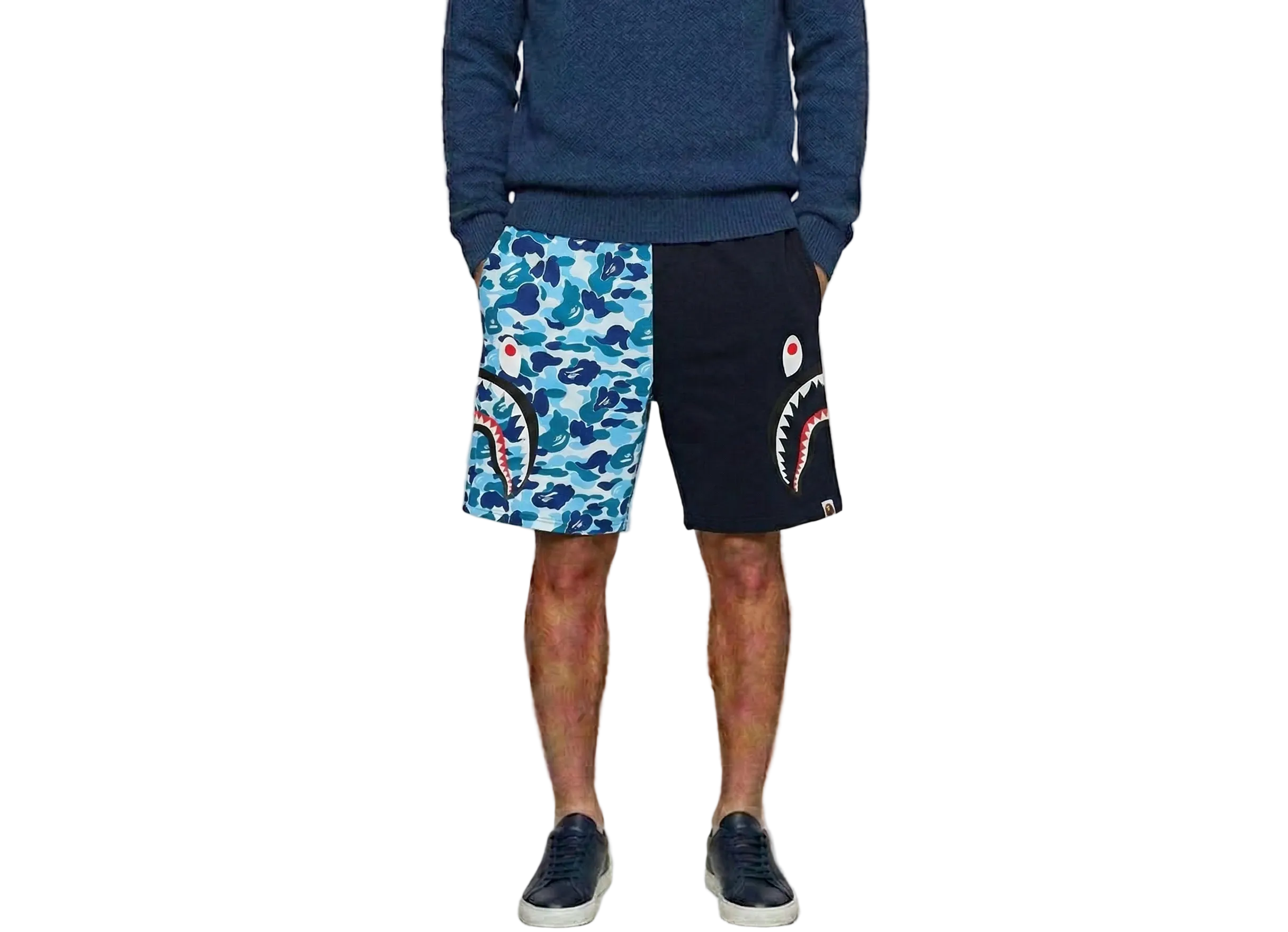 A BATHING APE® ABC Camo Side Shark Sweatshorts Blue