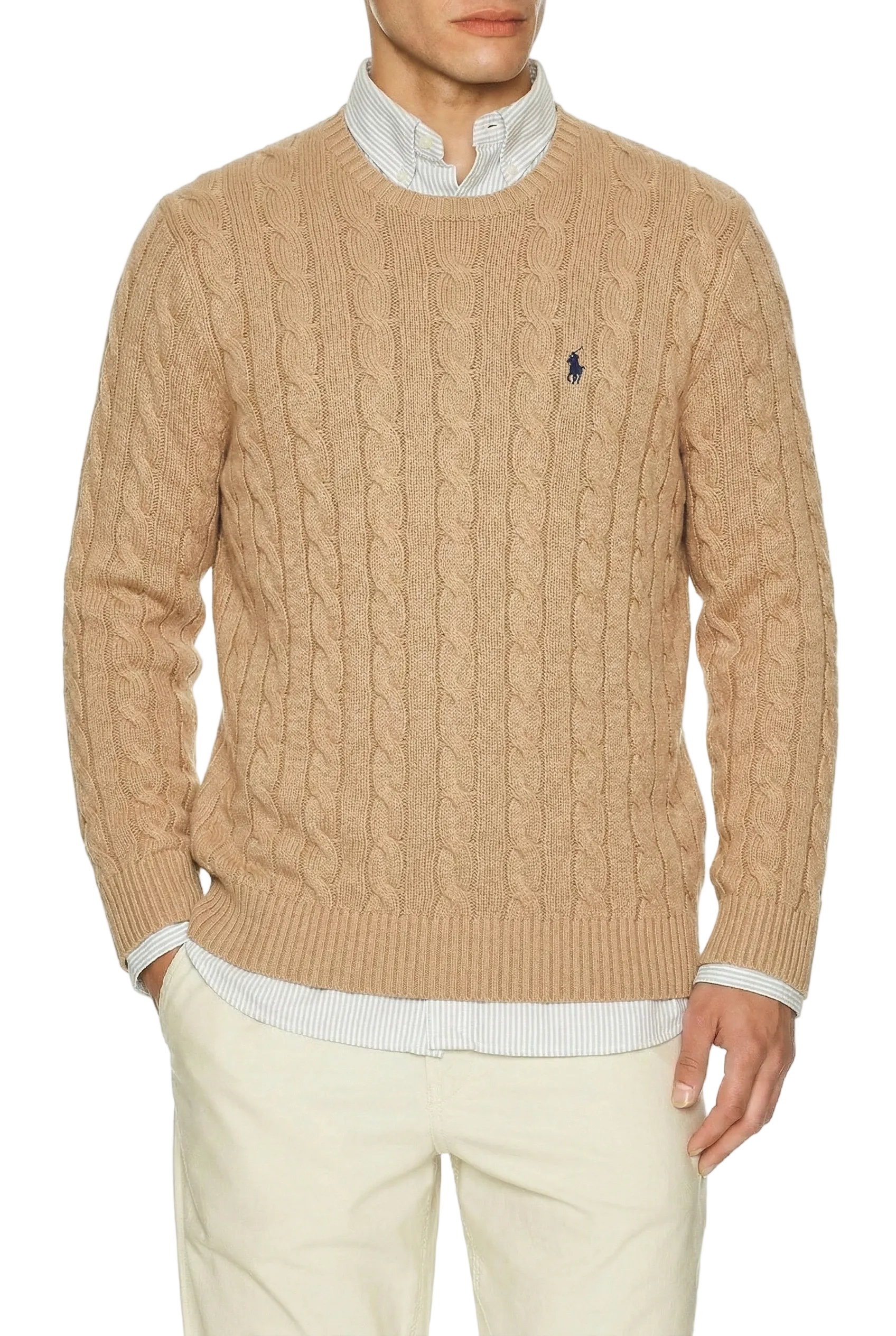 Polo Ralph Lauren Cable-Knit Cotton Sweater Camel Melange