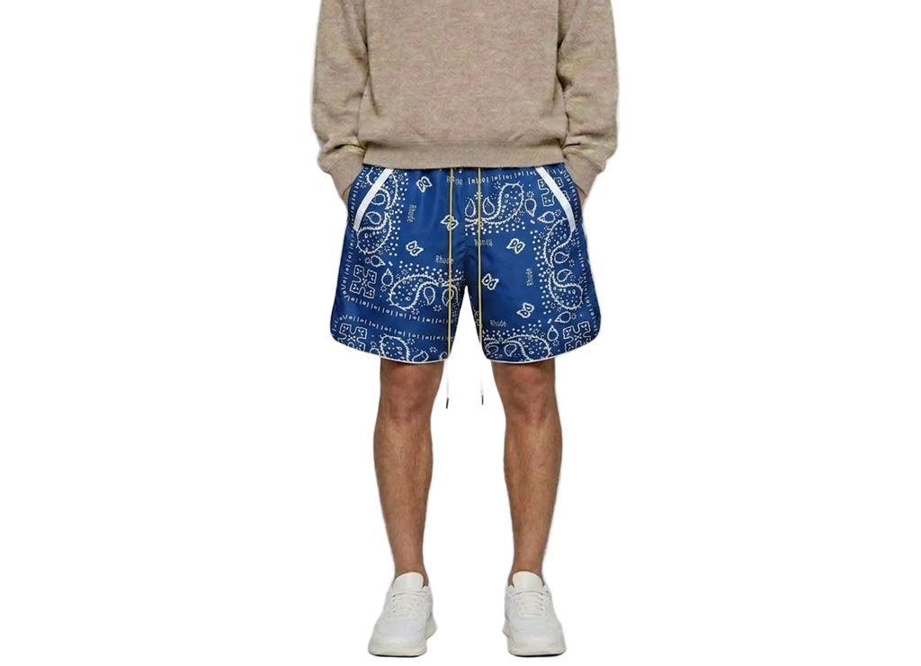 Rhude Logo Bandana Short Blue