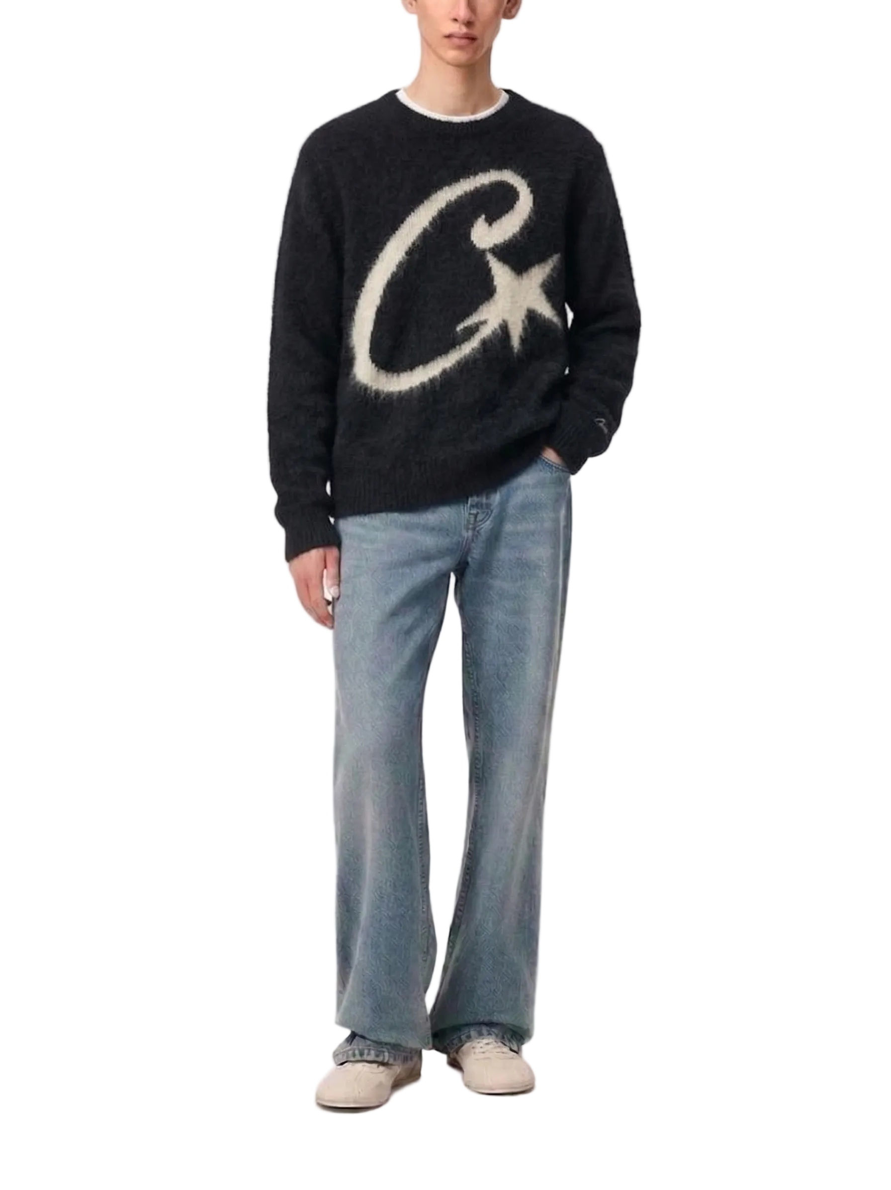 Corteiz C Star Mohair Knit Sweater Black