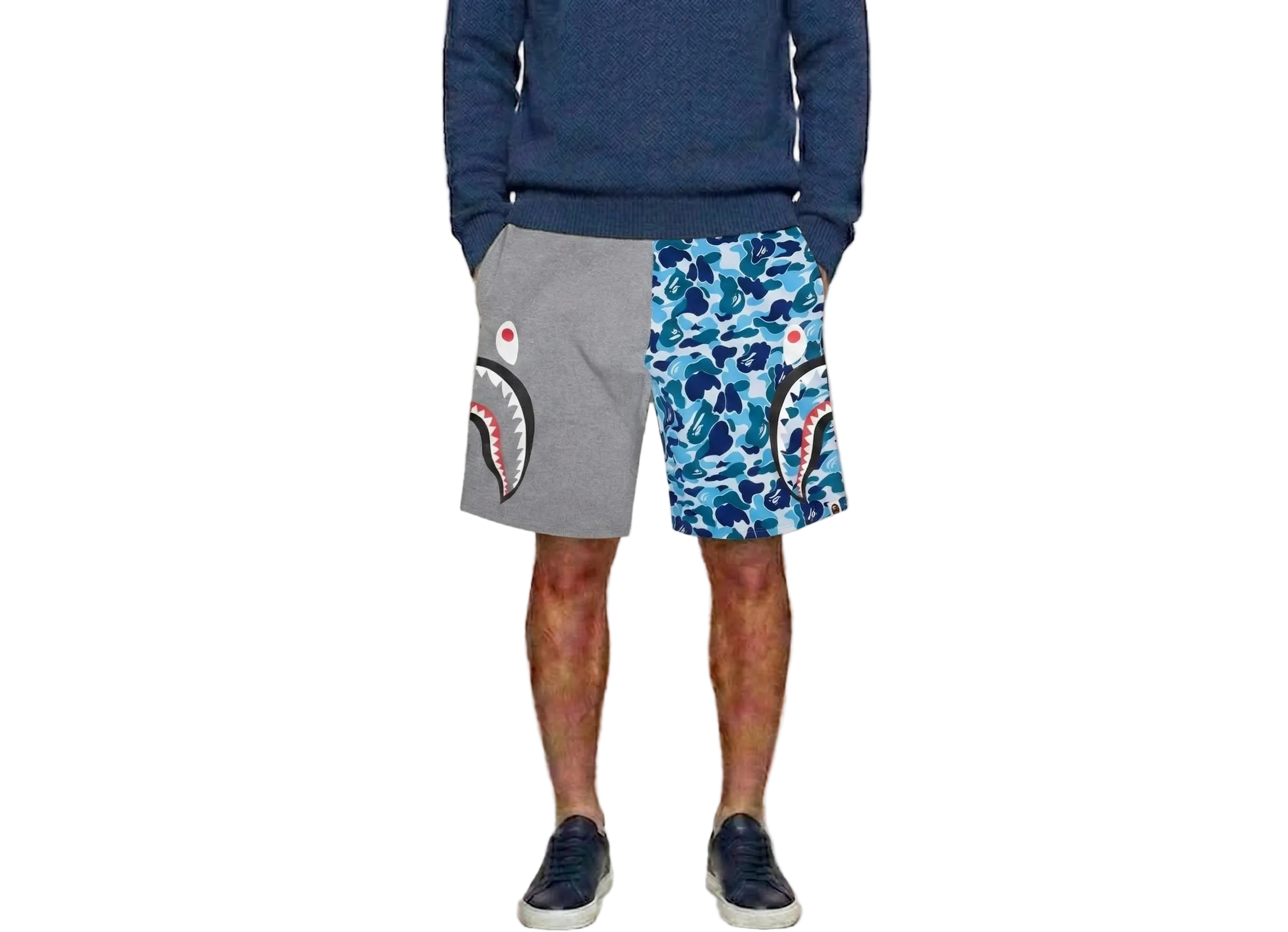 A BATHING APE® ABC Camo Side Shark Sweatshorts Blue/Grey