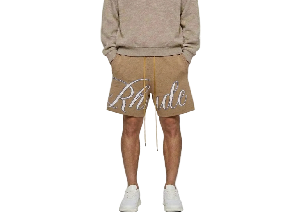 Rhude Script Logo Knit Short Ivory/Tan