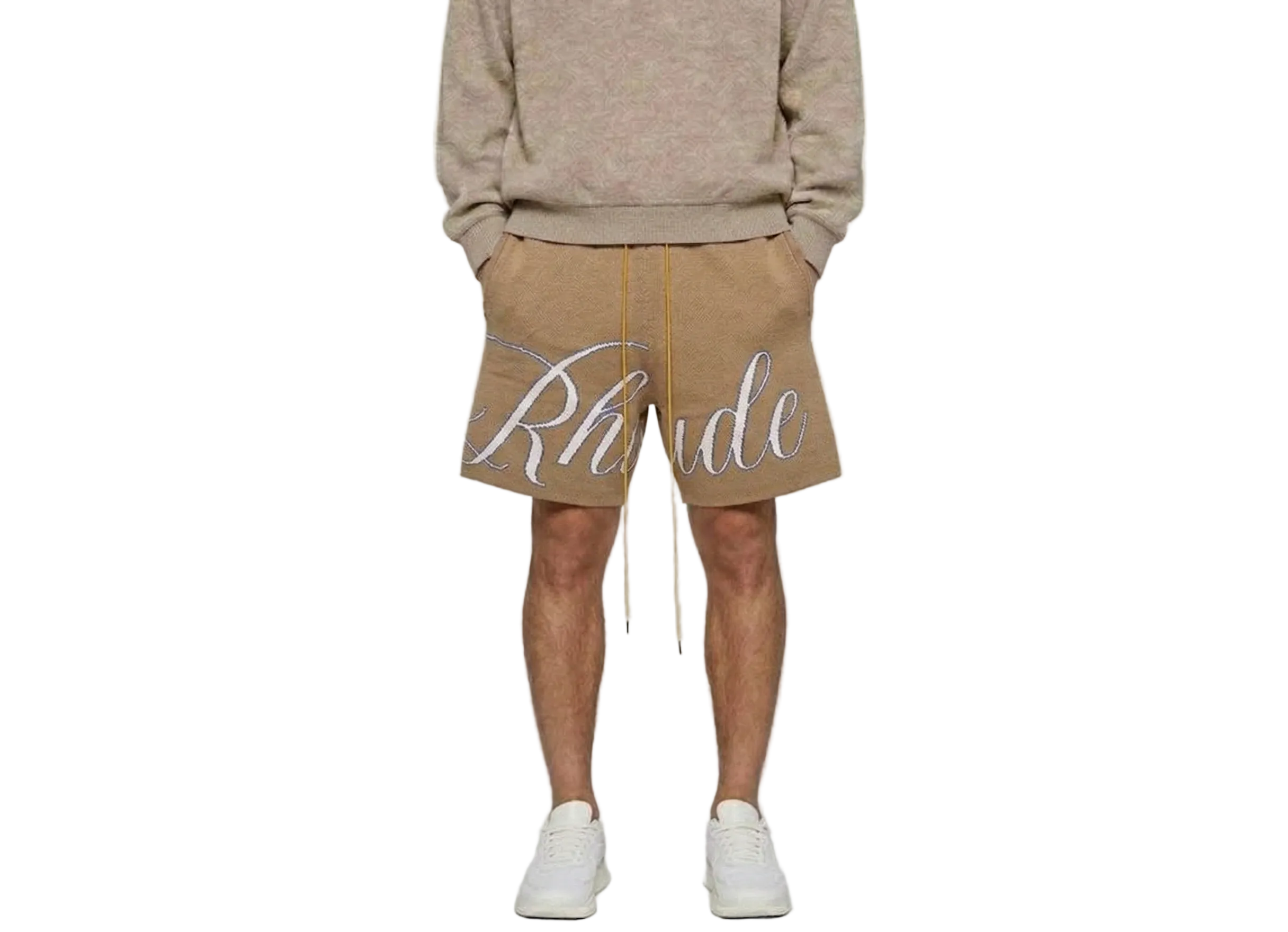 Rhude Script Logo Knit Short Ivory/Tan