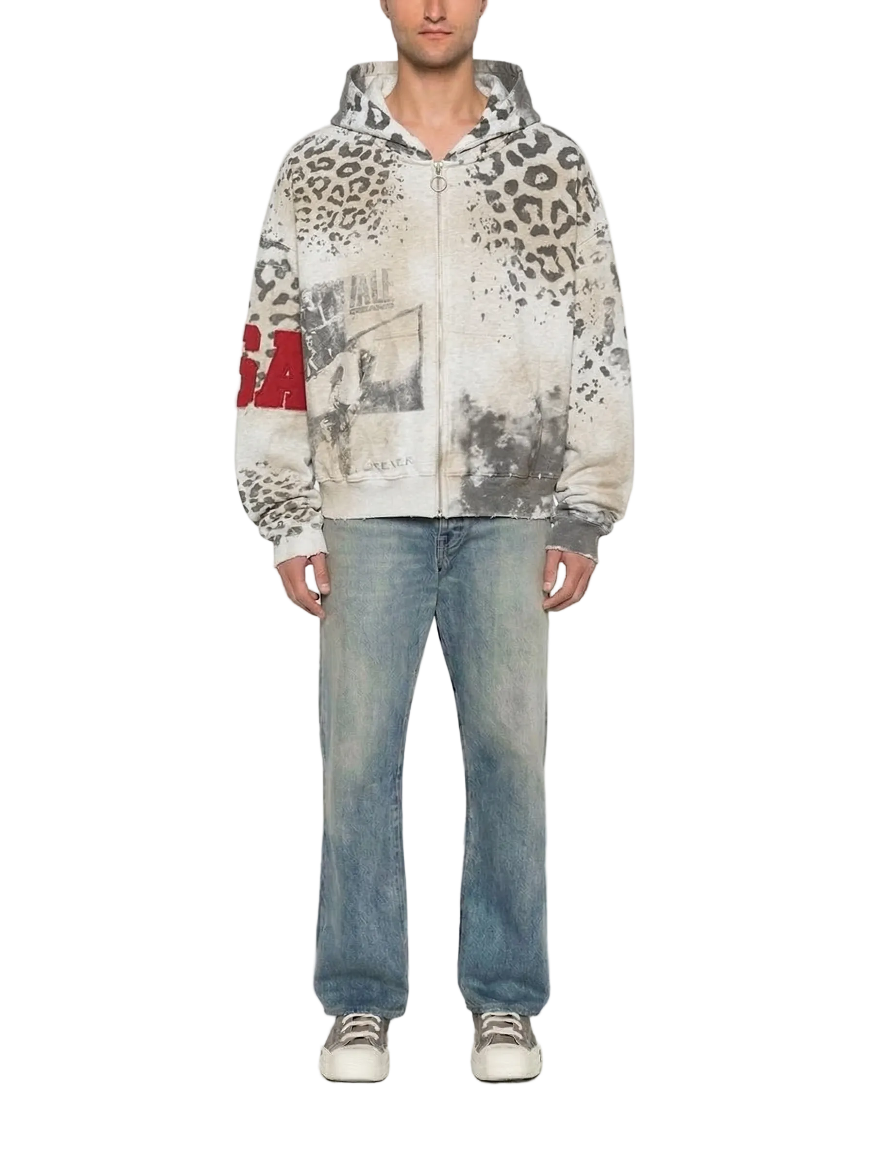 Vale Forever Cheetah Zip Up Grey