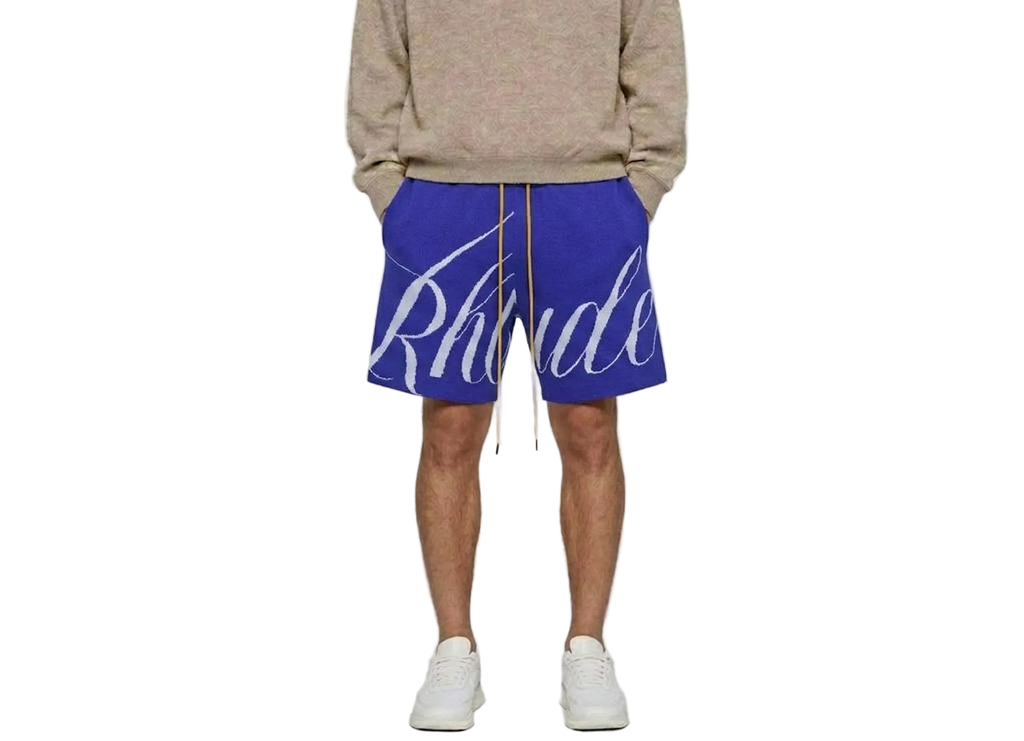 Rhude Knit Script Short Blue