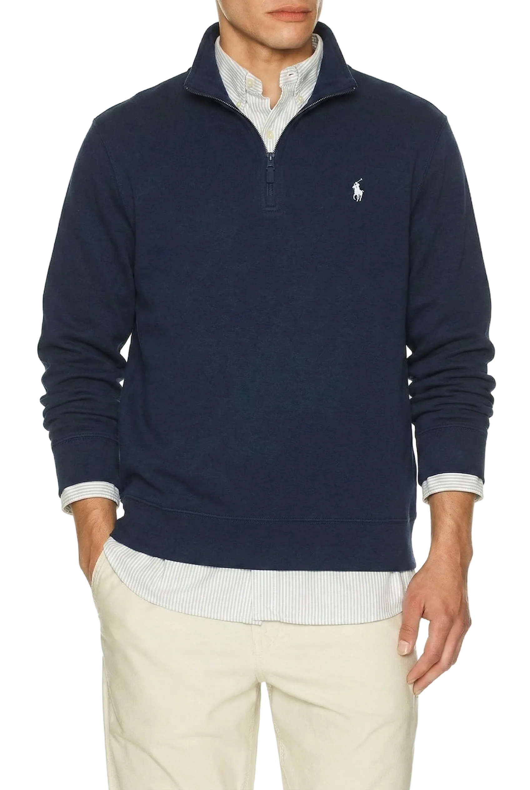 Polo Ralph Lauren Double-knit quarter-zip pullover aviator navy