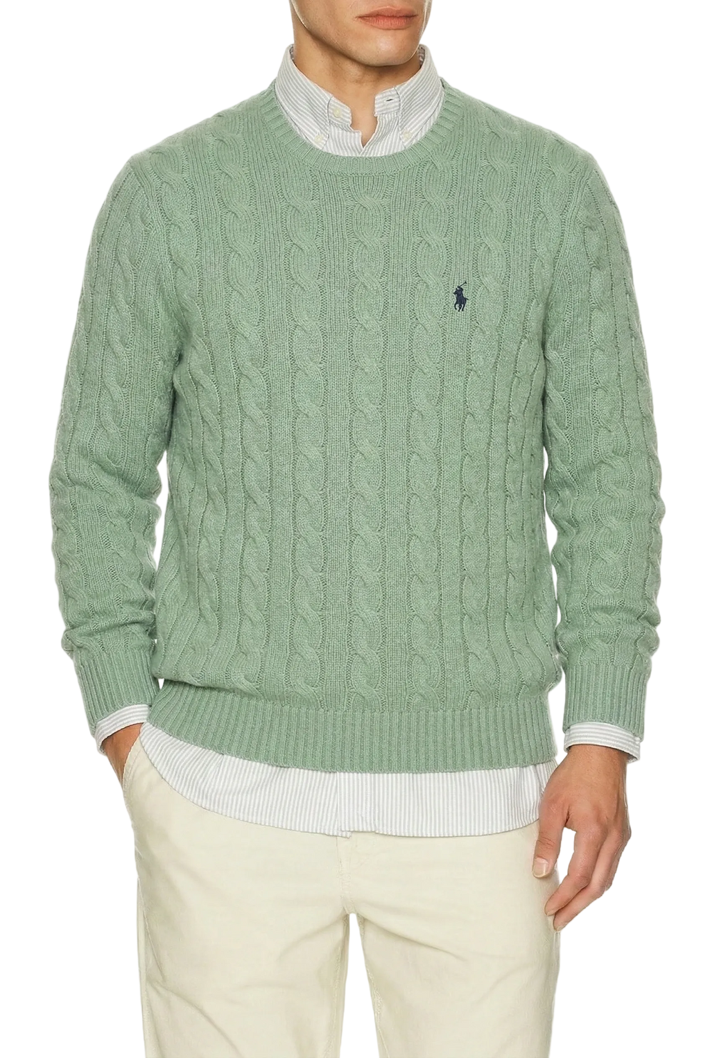 Polo Ralph Lauren Cable-Knit Cotton Sweater Fern Green Heather