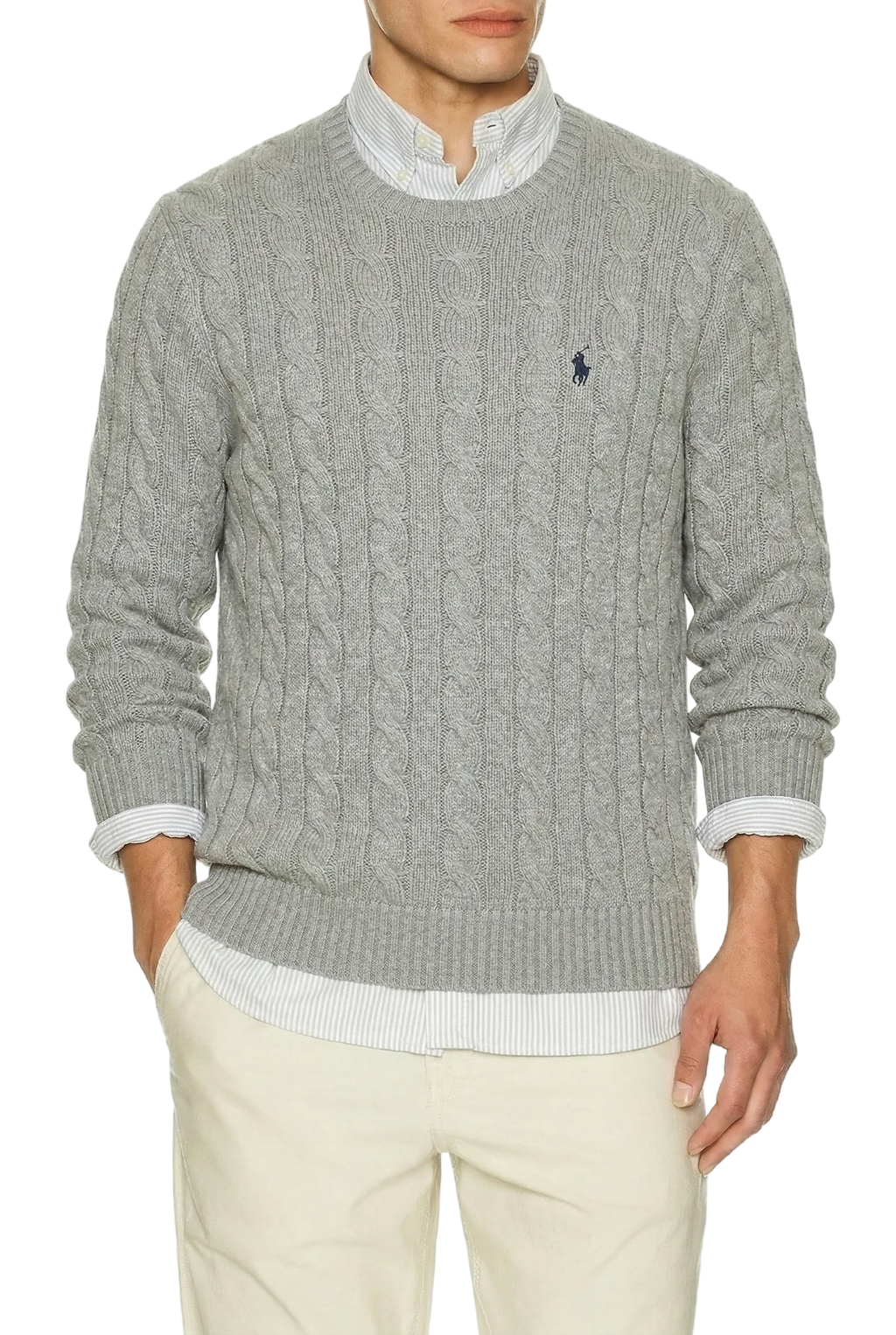 Polo Ralph Lauren Cable-Knit Cotton Sweater Fawn Grey Heather