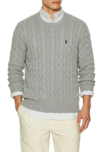 Polo Ralph Lauren Cable-Knit Cotton Sweater Fawn Grey Heather