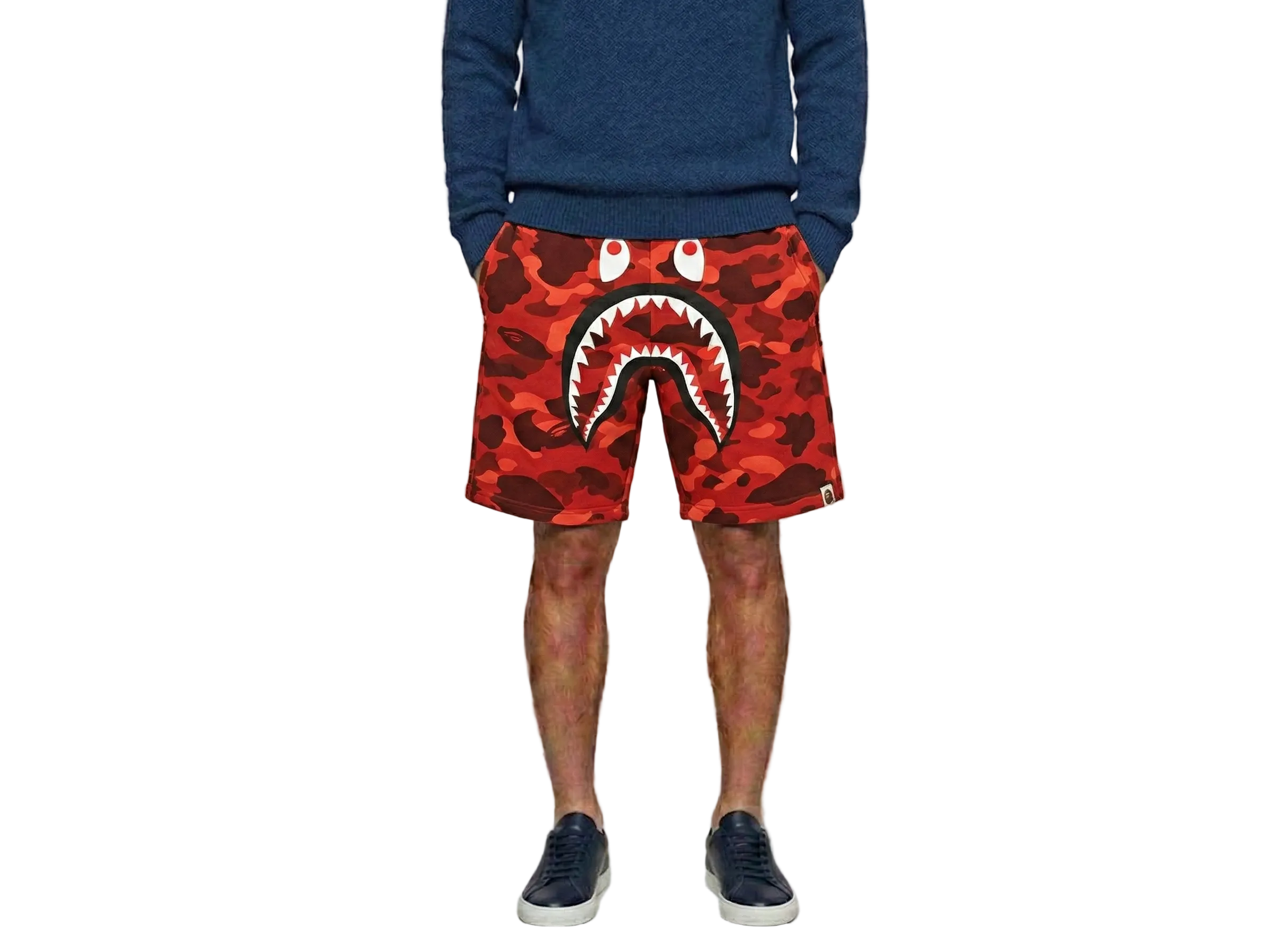 A BATHING APE® Camo Shark Sweat Shorts Red