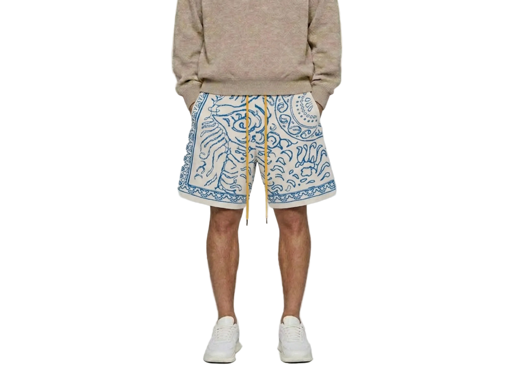 Rhude Knit Tile Short Crème/Blue