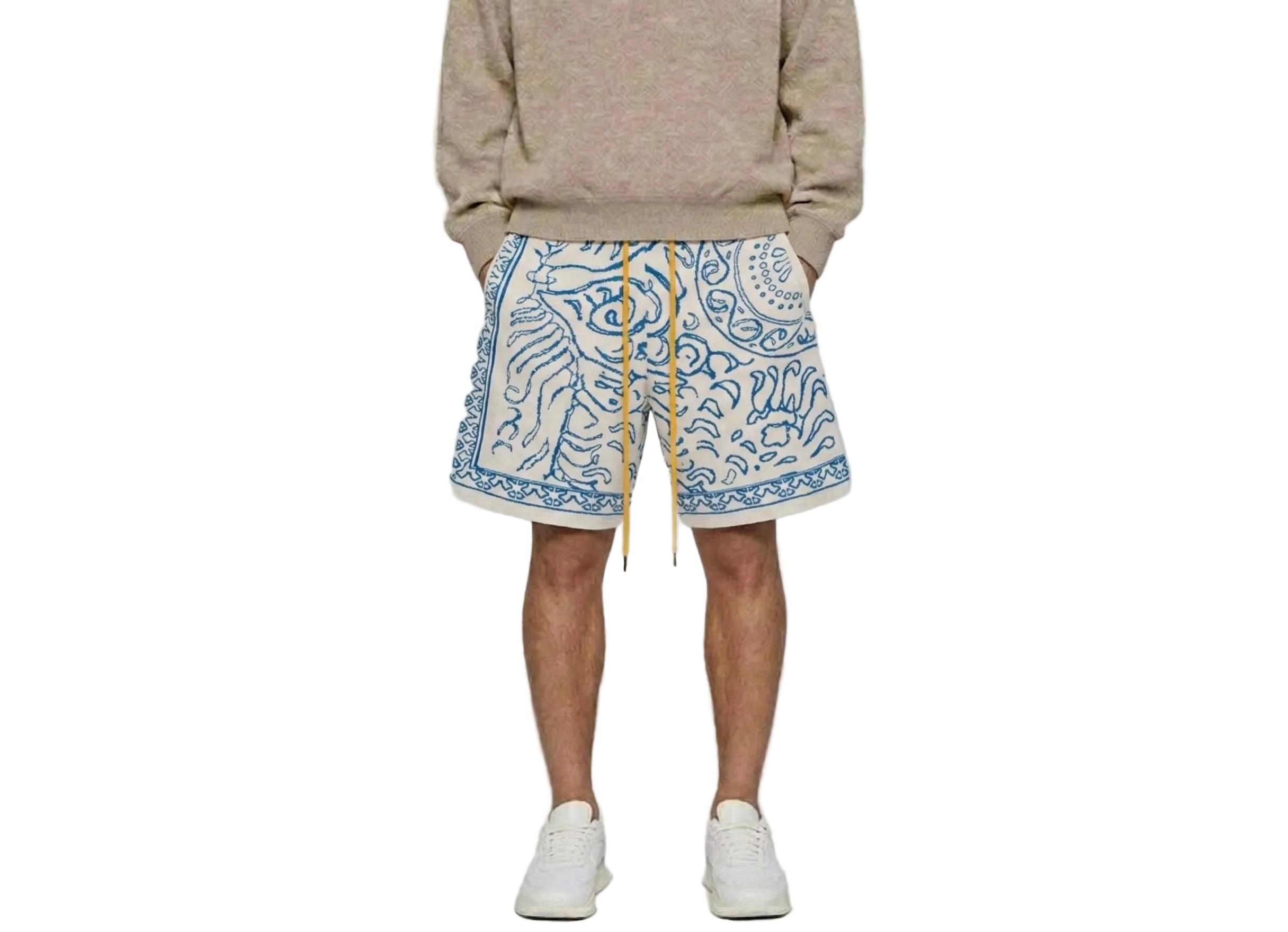 Rhude Knit Tile Short Crème/Blue