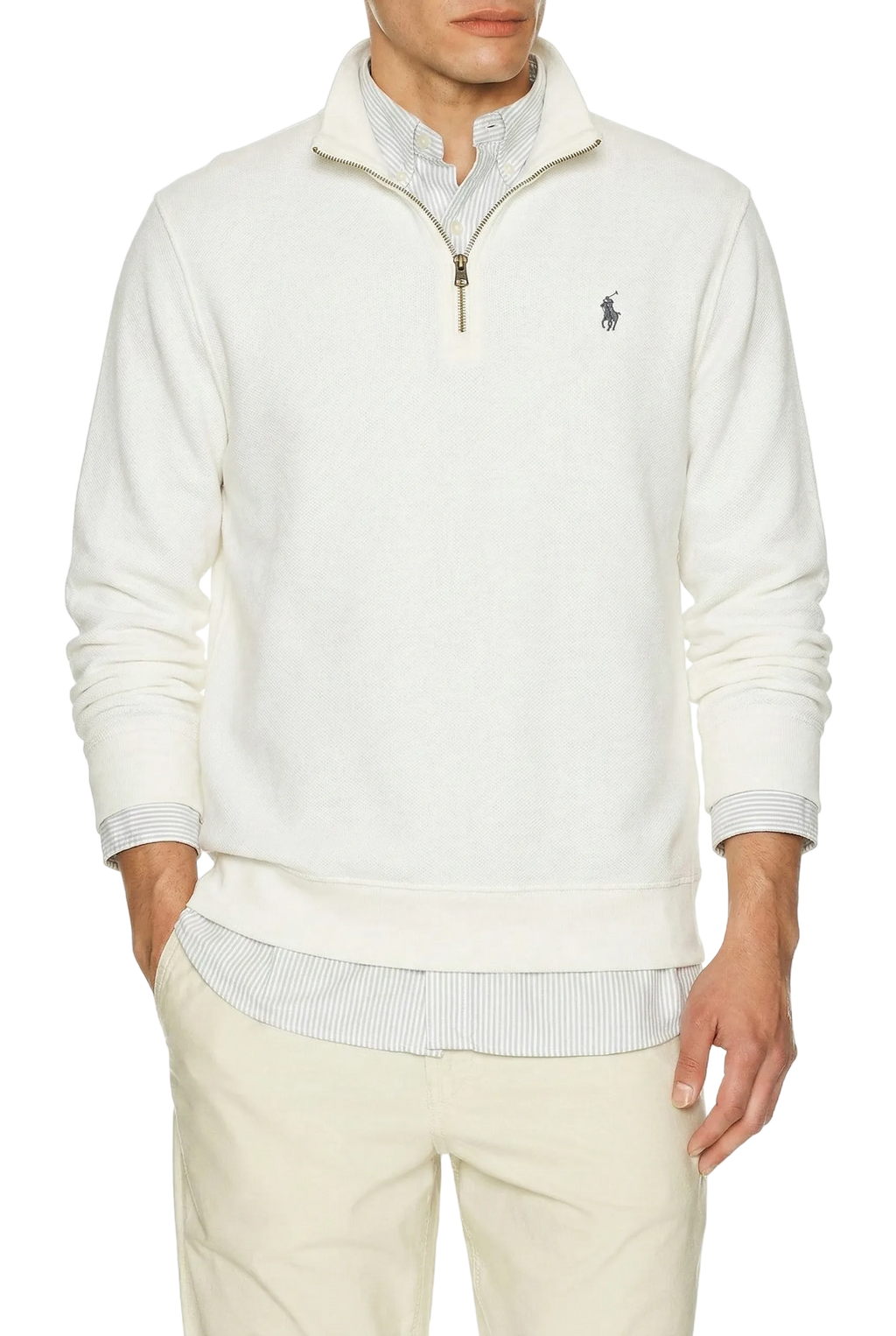 Polo Ralph Lauren Double-knit quarter-zip pullover white