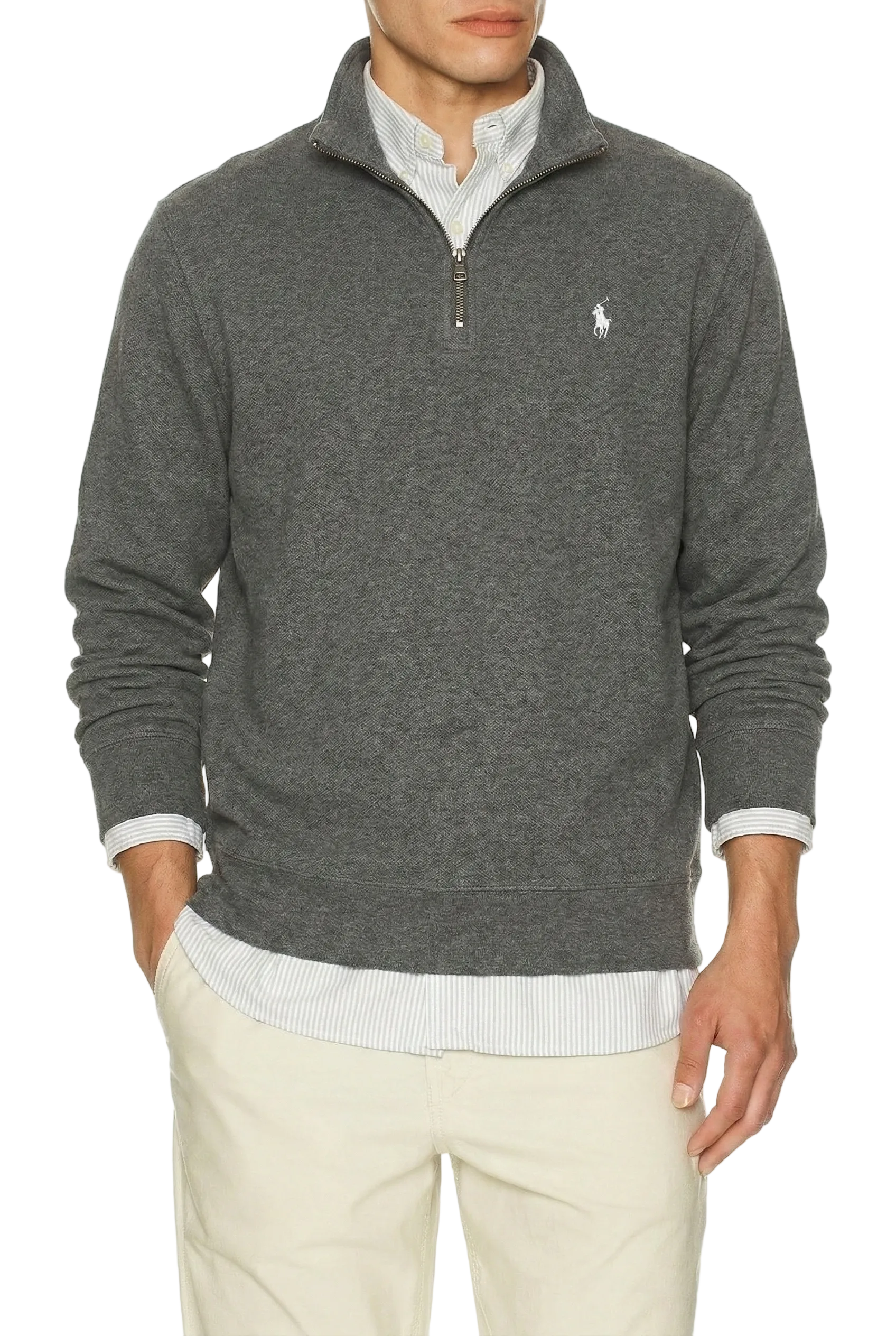 Polo Ralph Lauren Double-knit quarter-zip pullover barclay heather