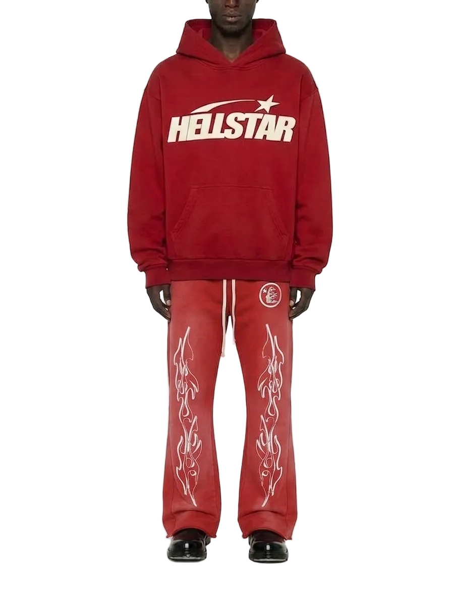 Hellstar Racer Flare Sweatpants Red Hellstar