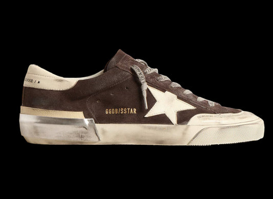 Super-Star gray suede with ecru nappa star heel tab