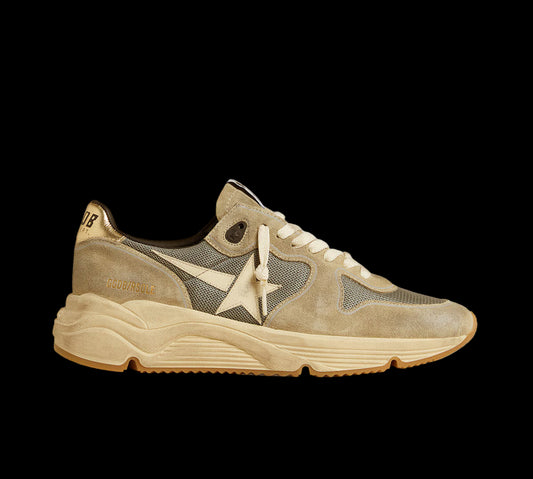 Running Sole gray suede white star white heel tab