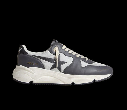 Running Sole gray nylon black nappa leather with a black suede star