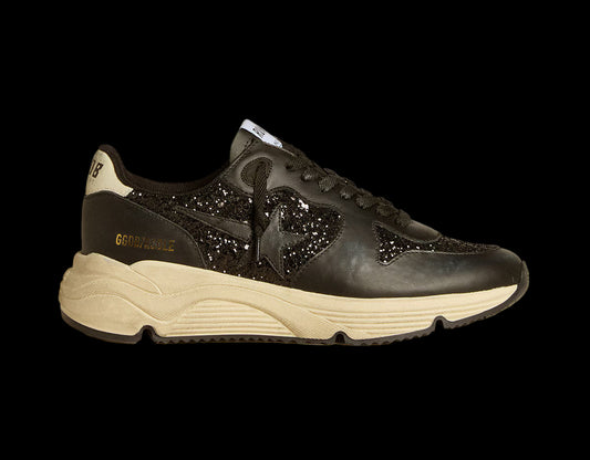 Running Sole black glitter with leather star nubuck heel tab